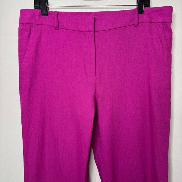 Loft Riveria Slim Pants Linen Blend Magenta Shadow Size 12 - Picture 6 of 12